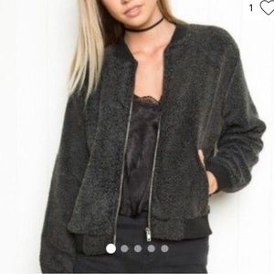 Dark grey brandy Melville bomber jacket